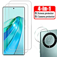 4in1 for Honor X9A RMO-NX1 Cover Safety Protective Screen Protectors for Honor X 9 A X9 Tempered Glass Camera Lens Film 6.67" HD