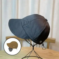 ALUNAR Topi Kait Masker Hijab Ootd Half Pantai Wanita Korea Bucket Serut Pelindung Anti UV Visor HIT