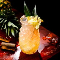Creative 3D Relief Pineapple Cocktail Glass For Bar Party Bromeliad Shape Sorbet Cup Juice Smoothies Cold Drink Mugs Drinkware