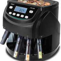Coin Counter Machine, Coin Sorter, Wrapper/Roller | 300 Coins/min, LED Display, Batch Feature
