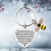 New Heart Teachers Day Gift Keychain Pendant Insect Enamel Bee Key Chain Keyring Teacher Appreciation Gifts