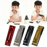 10 Holes Key of C Blues Harmonica Musical Instrument Educational Toy with Case