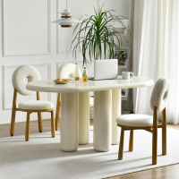 【免運】可開發票 小紅書法式奶油風餐桌椅組合家用小戶型網紅橢圓形白色桌子簡約風