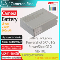 CameronSino Battery for Canon PowerShot SX40 HS PowerShot G1 X fits Canon NB-10L camera battery 800mAh 7.40V Li-ion Grey
