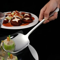 Thicken Kitchen Dinner Dish Soup Rice Western Restaurant Bar Public Spoon Large Stainless Steel Round Head Buffet Serving Spoon
