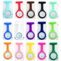 UPS 100pcs Wholesale Silicone Nurse Watch Brooch Tunic Fob Watch With Free Battery Pocket Watchs Nursing Pocket Hold Electronic