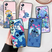 Cartoon Cute Stitch Phone Case For Xiaomi Mi 13 10S 10 9T 9SE 8 Mix Play A3 A2 A1 CC9E Note 10 Lite Pro Black Cover