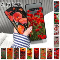 Red Poppies flowers Phone Case Shell For Samsung Galaxy S24ULTRA S23ULTRA S21FE S21+ S24+ S22ULTRA S20PLUS s20ULTRA S20FE Cover