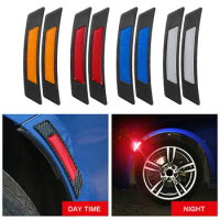 2Pcs Car Wheel Eyebrow Edge Reflective Guard Sticker Carbon Fiber Protection Strip Decoration