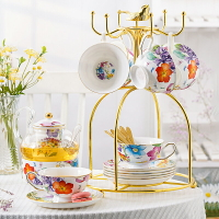 歐式下午茶具花茶壺套裝家用客廳陶瓷蠟燭臺加熱玻璃煮茶壺水果壺