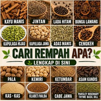 Rempah Bumbu Dapur Lengkap - Kayu Manis, Bunga Lawang, Kapulaga, Pala, Geganti, Chuan Kiong, Ketumba