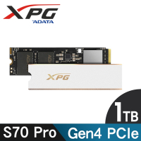 ADATA威剛 XPG GAMMIX S70 PRO PCIe Gen4 x4 M.2 2280 固態硬碟 1TB 白