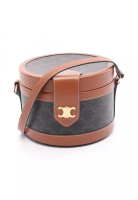 Celine Pre-Loved Celine Tambour Medium Triomphe Shoulder bag PVC leather Dark brown Brown