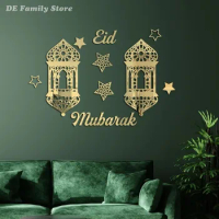 Muslim Acrylic Wall Sticker Ramadan Eid Home Decor Ramadan Kareem Islam Mirror Sticker Wall Decorations Living Room