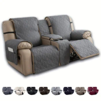 4pcs/set Recliner Cover With Center Console Waterproof Pet Cover For Dual Recliner With Straps Design Split Recliner Recliner Sl