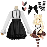 Anime DATE A LIVE Hoshimiya Mukuro Cosplay Tops Skirt Tie Bow Lovely Maid Attire Clothing Halloween Carnival Full Set Costumes