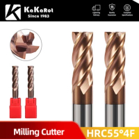 KaKarot HRC55 Carbide end mill 1 2 4 5 6 8 10 12mm 4Flutes Milling Cutter Cutting Iron Cutter CNC Maching EndMill Milling Cutter