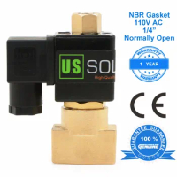 U.S. Solid 1/4" Brass Electric Solenoid Valve 110V AC, Normally Open for Air Water Oil, CE Certificated