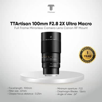 TTArtisan 100mm F2.8 2X Ultra Macro Lens Full Frame Mirrorless Camera Lens Canon RF-Mount