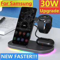 30W 3 In 1 Wireless Charger Stand Fast Charging Dock Station สำหรับ Samsung Fold3 Z S22 S21 Ultra Galaxy นาฬิกา5 4 Active 2 Buds