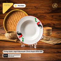 Piring Ayam Jago Kukuruyuk 23cm Kopin KPB-9SP Porcelain Keramik