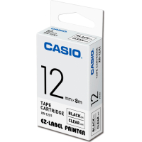 CASIO 標籤機專用色帶-12mm【共有9色】透明底黑字-XR-12X1