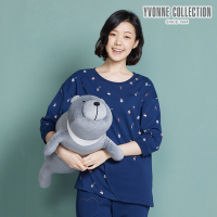 YVONNE COLLECTION 黑熊趴姿抱枕- 岩石灰