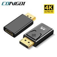4K Display Port to HDMI-Compatible Adapter Male to Female DP to HDMI-Compatible Video Audio HD Cable for PC TV Laptop Projector