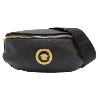 【二手名牌BRAND OFF】VERSACE 凡賽斯 黑色 牛皮 腰包 肩背包