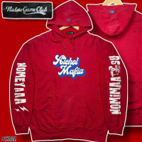 NOMIMAA SU เสื้อ Hoodie สีแดงเข้ม ลายหน้า/ลายแขน มือสอง L tshirt