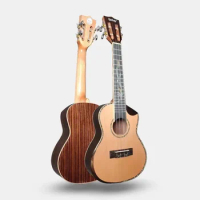 Professional 23" electric Ukulele With Solid cedar TOP /Rosewood Body, 23inch ukulele Concert,Classical head design