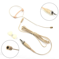 Beige Single Ear Hook Headset Mic Headworn Microphone Hand-Free Operation 3.5mm 3 Pin 4 Pin XLR Plug With Microphone Cover