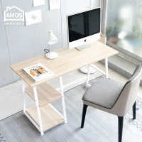 AMOS 亞摩斯 120*50日式簡約木紋A字層架書桌(書桌 電腦桌 桌子 辦公桌 工作桌)