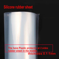 Silicone rubber Sheet film 0.1 0.2 0.3 0.4 0.5 0.6 0.8 1.0mm thickness 500*500mm width thin board semi transparent Rubber