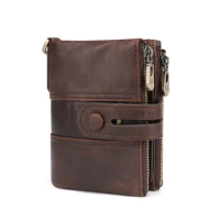 Foreign Trade Men's Wallet Men's Short Wallet RFID Man's Wallet Card Holder Double Zipper Multiple Card Slots Casual Wallet Whol
