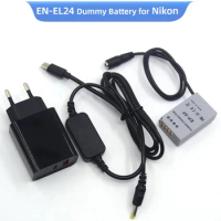 EN-EL24 Dummy Battery+PD 3.0 Charger+USB Type C DC Cable for Nikon 1 J5 1J5 Camera EP-5F DC Coupler
