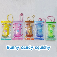 Capsule Toy Squishy Cute Marshmallow Rabbit Bunny Squishy Candy Bean Mochi Toy Squeeze Creative Toy Stress Relax Keychain