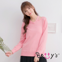 betty’s貝蒂思　桃領蔞空針織線衫 (粉色)