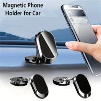 Metal Magnetic Car Phone Stand Cell Support For iPhone12 13 14 Plus Pro Max Adjustable Bracket 360 Magnet Mobile Dashboard Holde