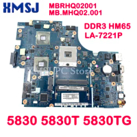 XMSJ For Acer 5830 5830T 5830TG Laptop Motherboard MBRHQ02001 MB.MHQ02.001 P5LJ0 LA-7221P DDR3 HM65 Main Board Full Test