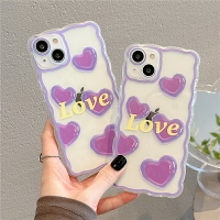手機殼 ● 紫色愛心餅幹紋適用iPhone12Pro max蘋果13手機殼11透明軟xs xr女