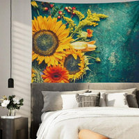 向日葵花朵掛毯ins掛布房間宿舍床頭裝飾布網紅主播拍照布畫壁毯 雙十二購物節