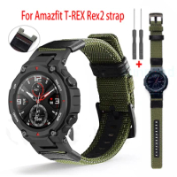 Nylon Canvas Strap For Huami Amazfit T-Rex Smart Watch Band Sports Bracelet For Xiaomi Amazfit T-Rex 2 Rex T Rex Pro Wristband