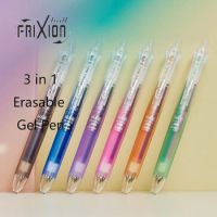 Limited! Japan PILOT 3 Color Pens FriXion Clear Gel Pen 0.38 mm Erasable Pen Comfort Grip Kawaii School Supplies Stationery
