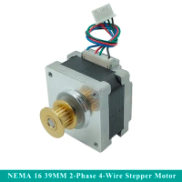 NEMA 16 39MM Stepper Motor DC 12V-24V 2-Phase 4-Wire Stepping Motor 1.8 Degree 20T Pulley for 3D Printer CNC Engraving Machine