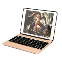 Slim Smart 7 Colors LED Backlit Wireless Aluminum Bluetooth Keyboard With Protective Clamshell Case Cover For iPad Air 2 iPad 6