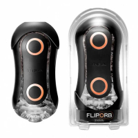 Tenga Flip ORB 黑色刺激型飛機杯 - 橙色彈性凸點 1pc