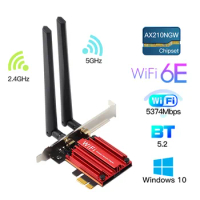 3000Mbps WiFi6E Intel AX210 Bluetooth 5.3 Dual Band 2.4G/5GHz WiFi Card 802.11AX/AC PCI Express Wireless Network Card Adapter PC