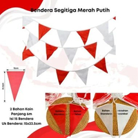 Umbul Umbul 17 Agustus Bendera Segitia Merah Putih Warna Warni 15pcs 6 Meter / Dekorasi Kemerdekaan 