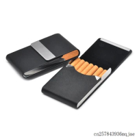 10pcs Pocket Leather Tobacco Cigarette Hard Case Box Holder Flip Top Storage Case
